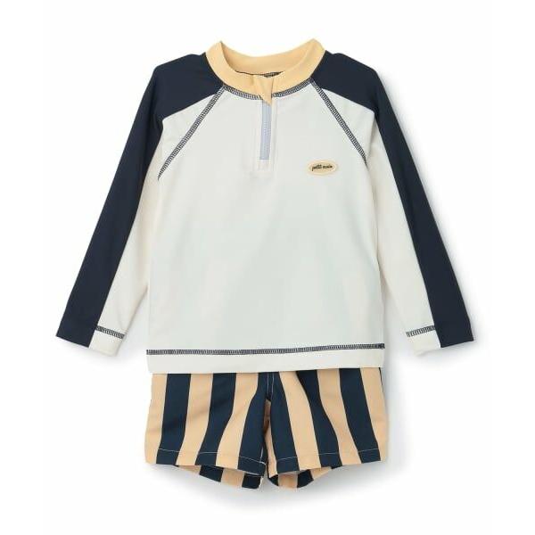 プティマイン（petit main）長袖OP+スカラップジャケットセット110 petit main / プティマイン 【SWIM】Boysバイカラーセットアップ水着