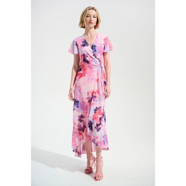 Joseph Ribkoff / ジョセフリブコフ Pink Flower Dress_1