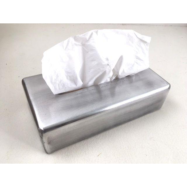 シャビーなALUMINIUMティッシュケース　matte　インダストリアル　シルバー古銀　男前　モダンミッドセンチュリー　ティッシュボックス | 