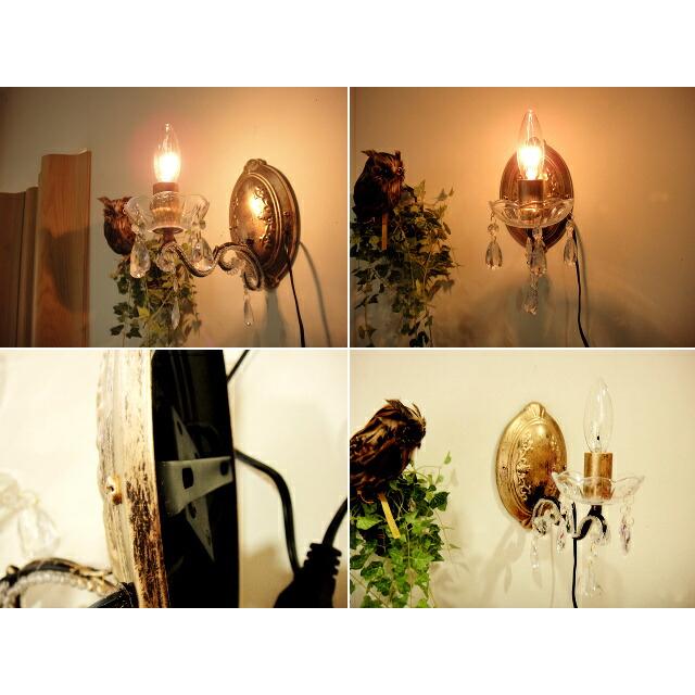 ★ウォールシャンデリアブラケットランプ1灯ジュエル　ダークゴールド　アンティーク調　LED対応　/壁用ランプWallChandelier雑貨通販【RCP】 |  | 02