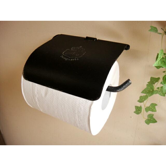 ★アンティークシャビーな芯なしメタルトイレットペーパーホルダーブラック ナチュラルテイストコアレスペーパー 男前 アイアン黒メタル雑貨通販 工業系 | 