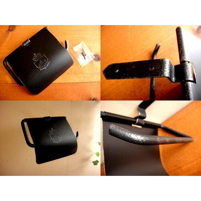 ★アンティークシャビーな芯なしメタルトイレットペーパーホルダーブラック ナチュラルテイストコアレスペーパー 男前 アイアン黒メタル雑貨通販 工業系 |  | 02