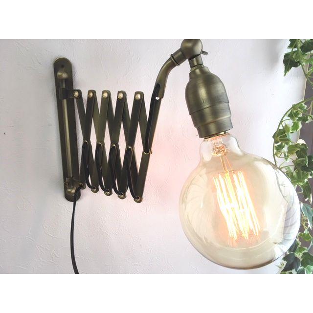 ★シザーブラケットランプ●アンティークブロンズ 古塗装 可動式 E26口金 LED対応壁用ランプ シャビーレトロ工業作業 | 