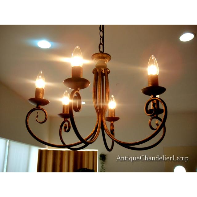 【錆風塗装】シャビーなシャンデリアLED対応  アンティーク 6灯　シンプルモダン　ヴィンテージ風　サビ風塗装加工 | 