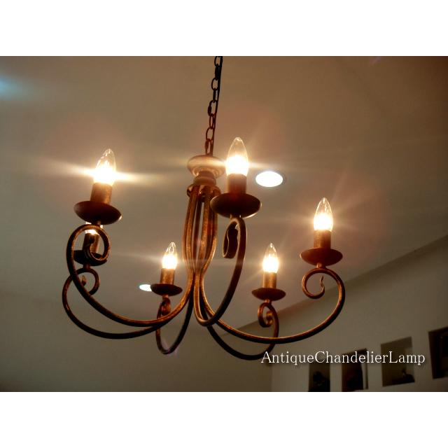 【錆風塗装】シャビーなシャンデリアLED対応  アンティーク 6灯　シンプルモダン　ヴィンテージ風　サビ風塗装加工 |  | 01