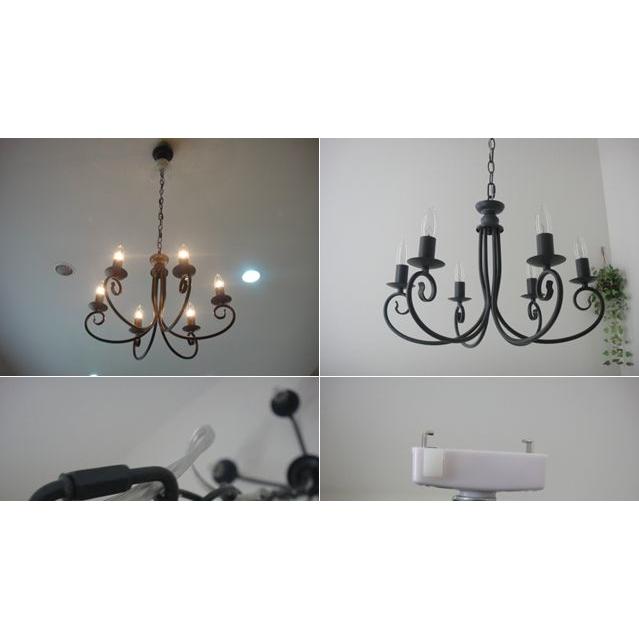 ★送料無料！シンプルシャンデリアランプ 6灯ヴィンテージグレー アンティーク シャビー◆オリジナル モダンヨーロピアンゴシック 鉄色 |  | 01