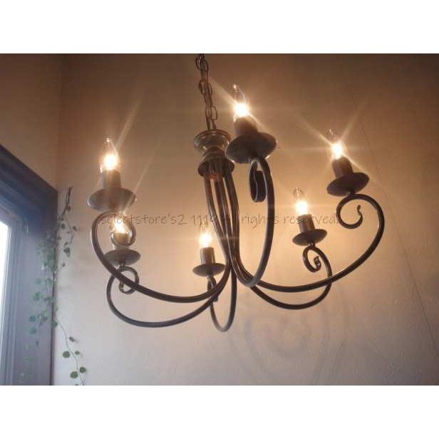 ★送料無料！シンプルシャンデリアランプ 6灯ヴィンテージグレー アンティーク シャビー◆オリジナル モダンヨーロピアンゴシック 鉄色 |  | 08
