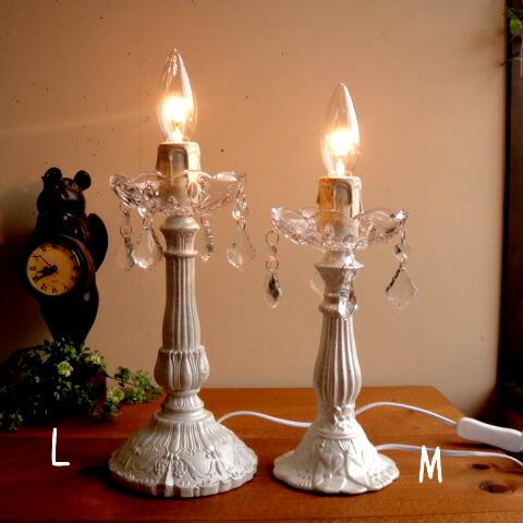 ★ヨーロピアンテイスト♪ロココ調クリスタルキャンドルランプM ホワイト LED対応 スタンドランプテーブルランプ |  | 03