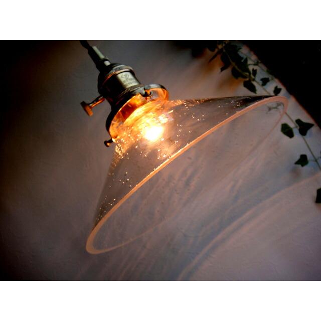 ★あわあわ♪昭和レトロ真鍮透明ガラスペンダントランプ泡々20cm　気泡E26オンオフスイッチありアンティーク天井照明間接照明LED電球使用可能　雑貨通販【RCP】 |  | 02