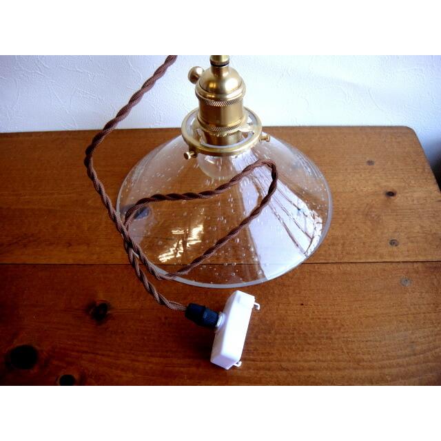 ★あわあわ♪昭和レトロ真鍮透明ガラスペンダントランプ泡々20cm　気泡E26オンオフスイッチありアンティーク天井照明間接照明LED電球使用可能　雑貨通販【RCP】 |  | 03