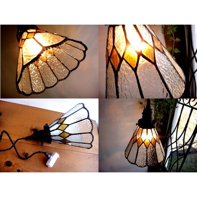 ★レトロアンティーク調ステンドグラスペンダントランプオレンジブラウン系160AE26 ヨーロピアンモダンフレンチカントリーガラス照明ペンダントライト |  | 01