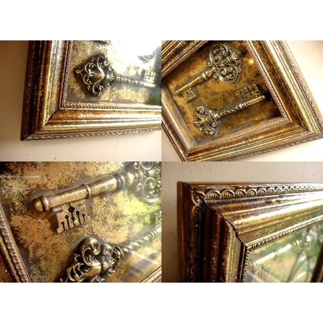 ★アンティーク額縁パネル　デコレーションKey　鍵モチーフウォールデコ　ヨーロピアンロココスタイルフレーム　【RCP】 |  | 01