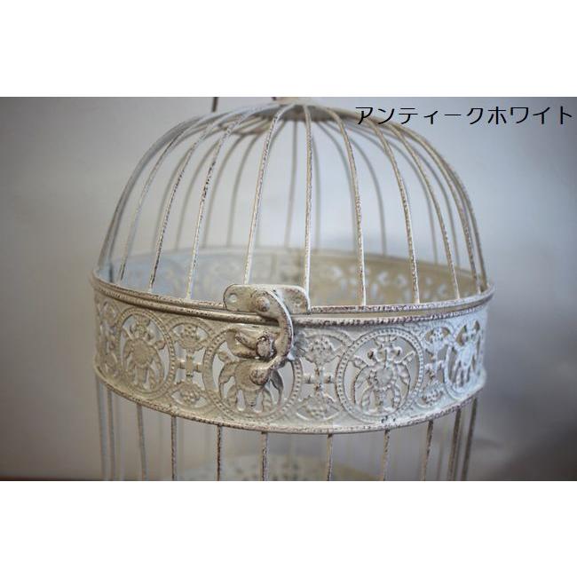 ★アンティークシャビー 大き目アイアンバードゲージラウンド Lサイズ プラントホルダー アンティークグレーorホワイト 鳥かごプランターインテリアに 男前 |  | 01