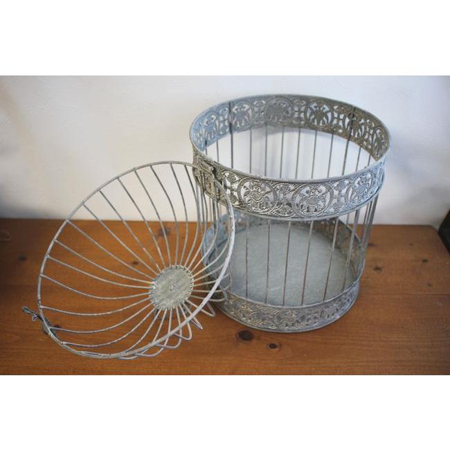 ★アンティークシャビー 大き目アイアンバードゲージラウンド Lサイズ プラントホルダー アンティークグレーorホワイト 鳥かごプランターインテリアに 男前 |  | 03