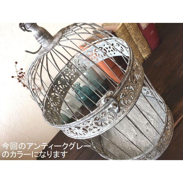 アイアン　フック付きの鳥かご　プランター　アンティーク　ビンテージ アイアンフック付きの鳥かごプランターアンティークビンテージ
