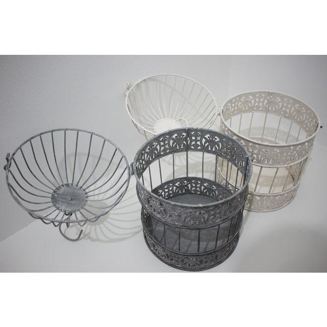 ★アンティークシャビー アイアンバードゲージラウンド Mサイズ プラントホルダー アンティークグレーorホワイト 鳥かごプランターインテリアに 男前 |  | 01