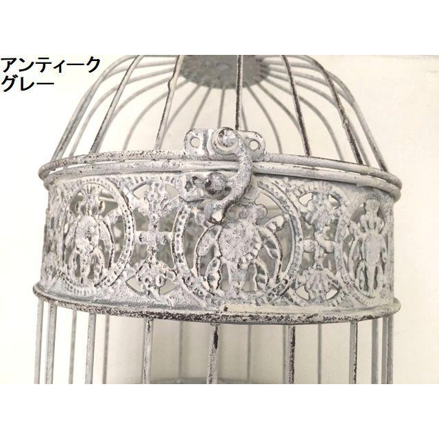 ★アンティークシャビー アイアンバードゲージラウンド Mサイズ プラントホルダー アンティークグレーorホワイト 鳥かごプランターインテリアに 男前 |  | 03