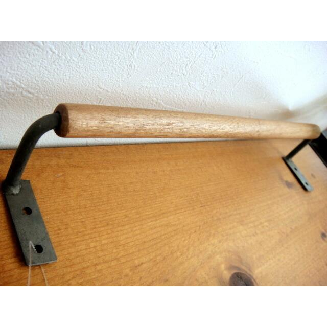 ナチュラルアンティークテイスト★アイアン+木　ウッドタオルハンガー32.3cmタオルバー |  | 01