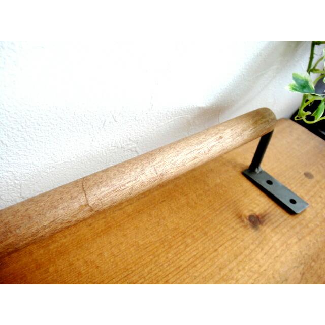 ナチュラルアンティークテイスト★アイアン+木　ウッドタオルハンガー32.3cmタオルバー |  | 02