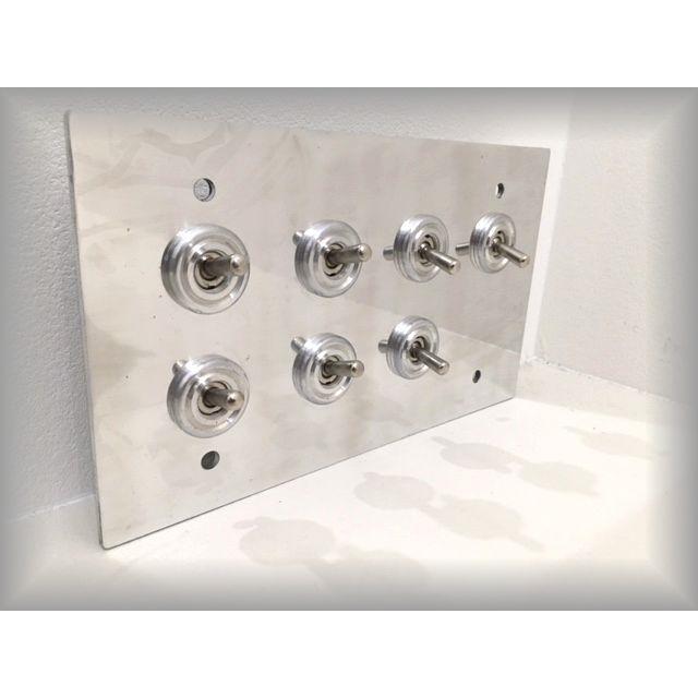 最安値挑戦中★期間限定価格 7口トグルスイッチカバー◎プレート レトロオシャレな壁スイッチ♪ | 