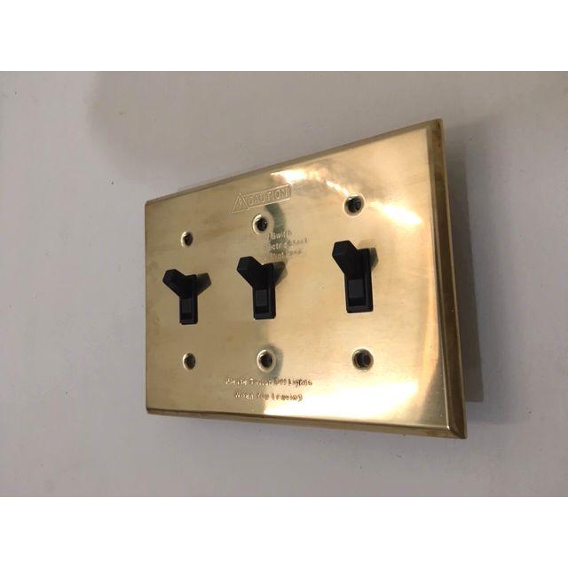 最安値挑戦中★アメリカンスイッチプレートセット 3口 真鍮製♪ ゴールド レトロ オシャレ カントリー | 