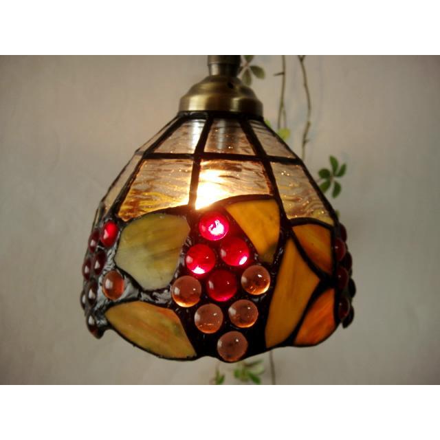 LED電球付き★可愛い♪アンティーク調ステンドグラスプチペンダントランプブドウ　219　E12真鍮色プチペンダントライト照明【RCP】 |  | 03