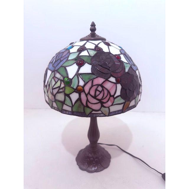 ★大きいサイズ★アンティーク調フラワーステンドグラススタンドランプ 薔薇 ブラウン テーブルランプレトロ大正ロマン系卓上照明 |  | 03