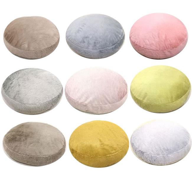 ★カラフルポップで可愛い♪ラウンドパフクッション40cm アイボリー/ピーチ/カーキ/ライム/ブラウンetc | 