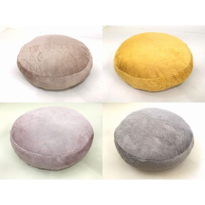 ★カラフルポップで可愛い♪ラウンドパフクッション40cm アイボリー/ピーチ/カーキ/ライム/ブラウンetc |  | 02