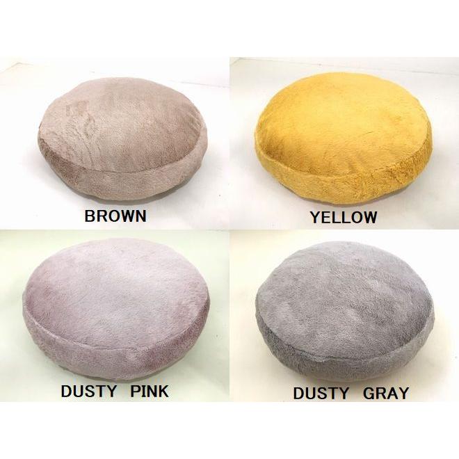 ★カラフルポップで可愛い♪ラウンドパフクッション40cm アイボリー/ピーチ/カーキ/ライム/ブラウンetc |  | 03