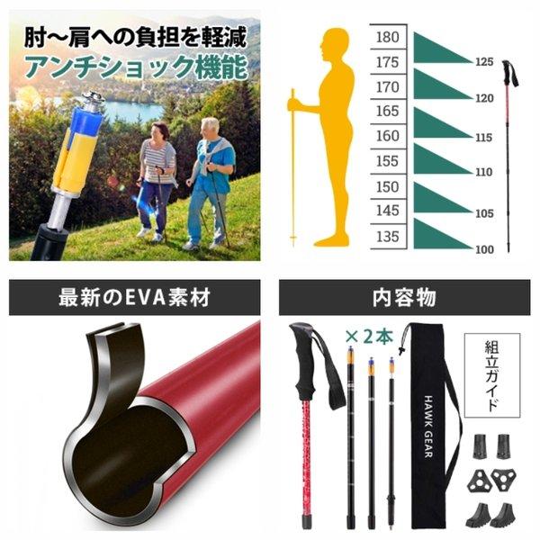 HAWK GEAR(ホークギア) トレッキングポール 2本セット 超軽量アルミ  アンチショック機能付 |  | 09
