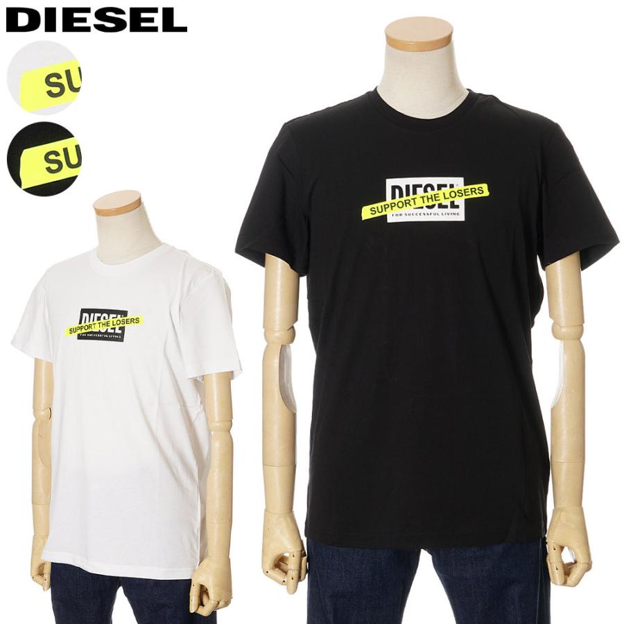 ディーゼル Tシャツ 半袖 メンズ DIESEL ホワイト ブラック A01769 0HAYU :dim00104:セレクトテイストYahoo