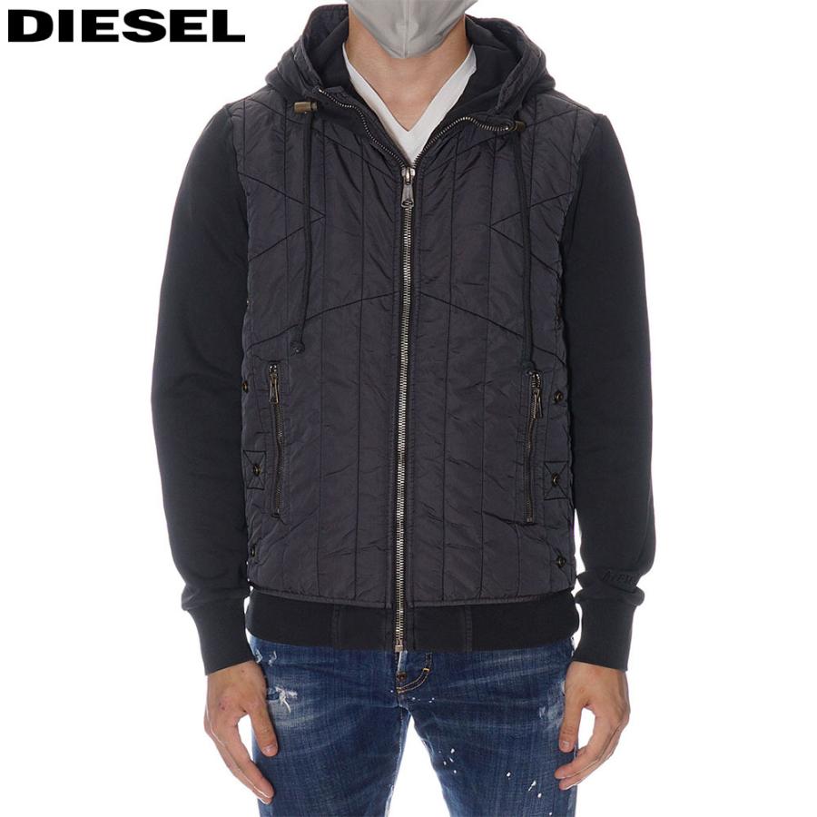 ディーゼル DIESEL 中綿切り替え ジップパーカー メンズ ウォッシュ