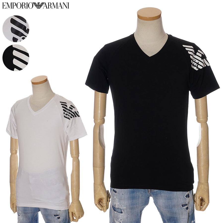 エンポリオアルマーニ EMPORIO ARMANI Vネック Tシャツ 半袖 メンズ ホワイト ブラック 111760 1P725