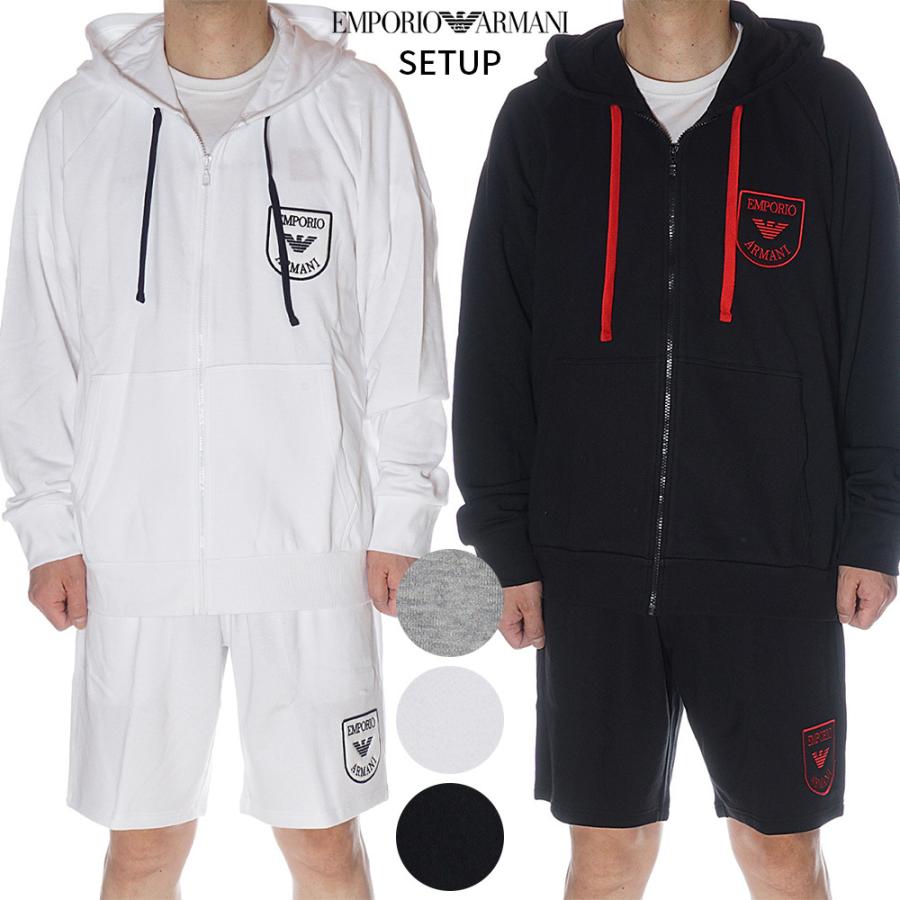 エンポリオ アルマーニ Emporio Armani セットアップ 上下 ジップパーカー ハーフパンツ スウェット メンズ 1115 2r571 22年春夏新作 ふるさと割
