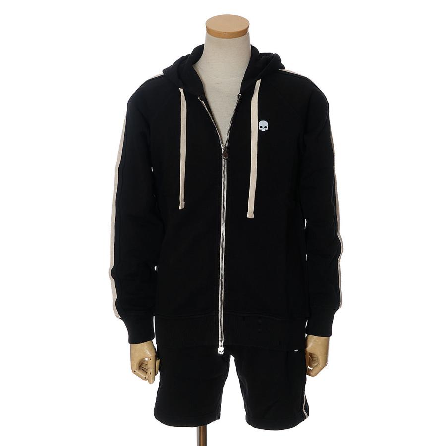 ハイドロゲン セットアップ メンズ HYDROGEN 上下 サイドライン ジップパーカー スウェット ハーフパンツ 股下18cm ハイドロゲン S： 股上33cm