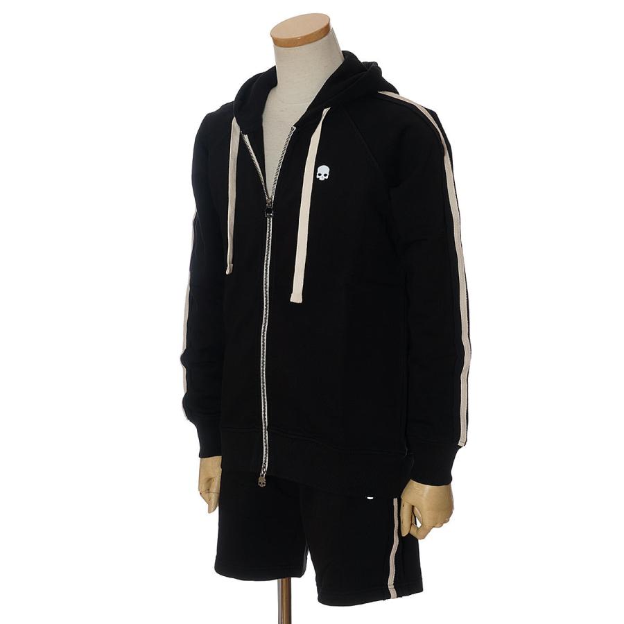 ハイドロゲン セットアップ メンズ HYDROGEN 上下 サイドライン ジップパーカー スウェット ハーフパンツ 股下18cm ハイドロゲン S： 股上33cm