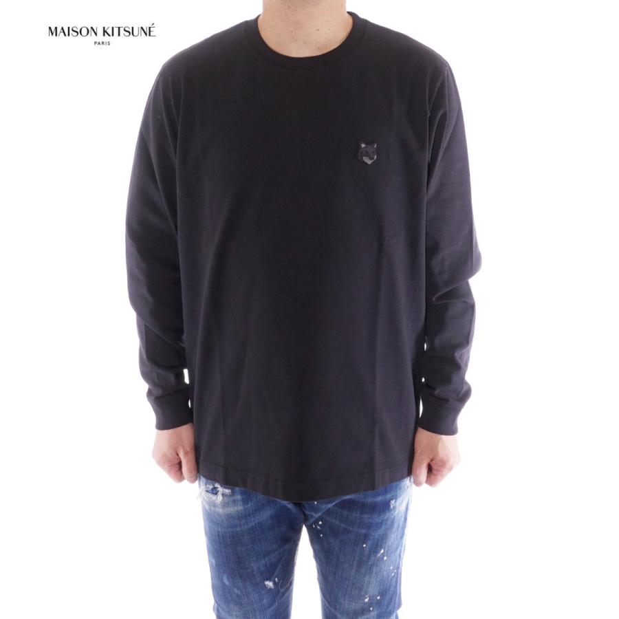 メゾンキツネ　Maison KITSUNE ロンT トレーナー 長袖 ブラック MAISON KITSUNE(メゾン キツネ)｜【MEN】BOLD FOX HEAD PATCH