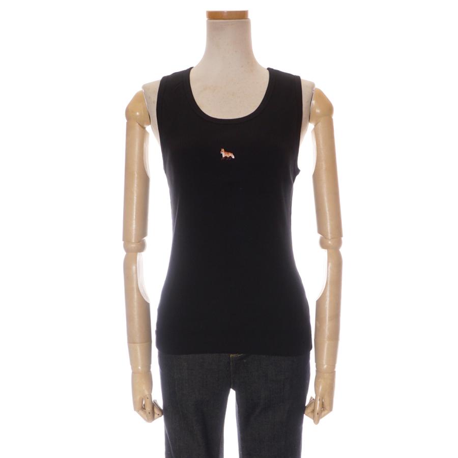 メゾンキツネ リブタンクトップ ブラック XS MAISON KITSUNE メゾンキツネ タンクトップ BABY FOX RIBBED