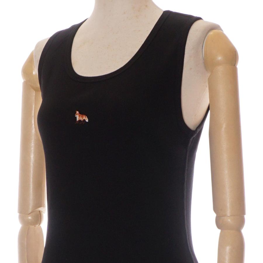 メゾンキツネ リブタンクトップ ブラック XS MAISON KITSUNE メゾンキツネ タンクトップ BABY FOX RIBBED