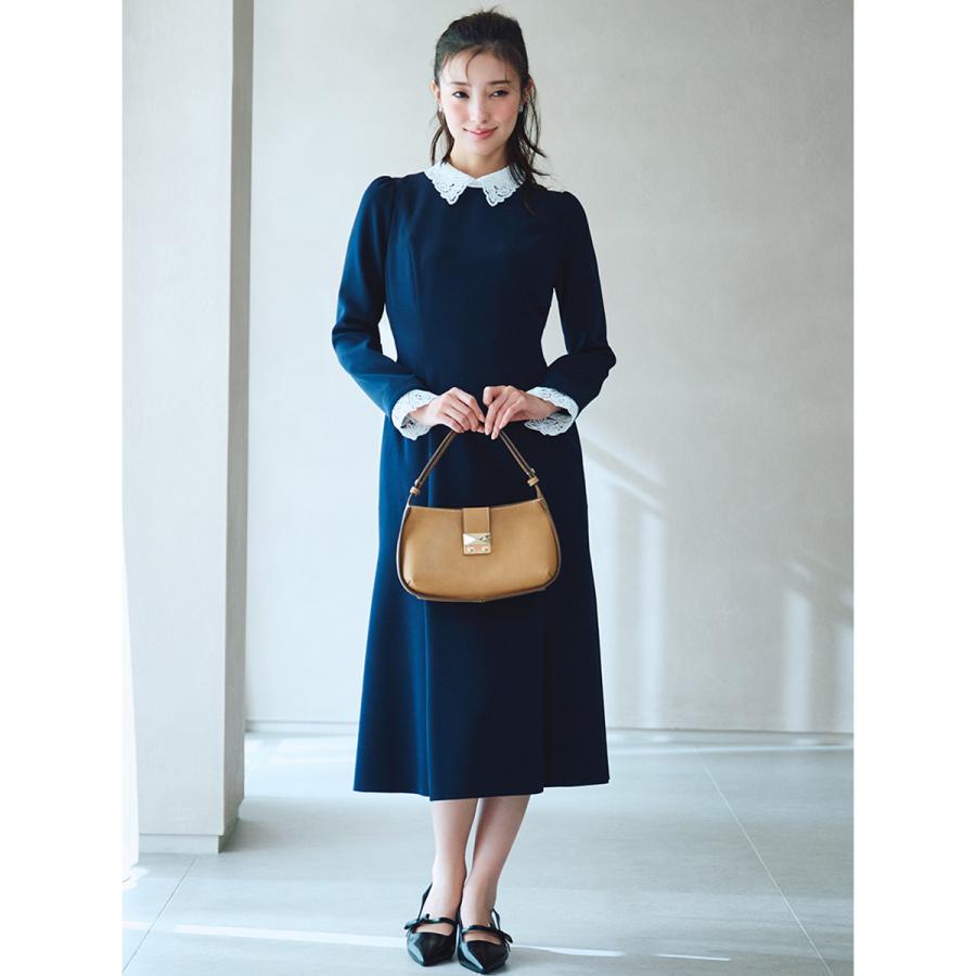 専用　セルフォード　レース襟　ネイビー マーメイドワンピース CELFORD（セルフォード） 洗える刺繍レース付きマーメイドワンピース