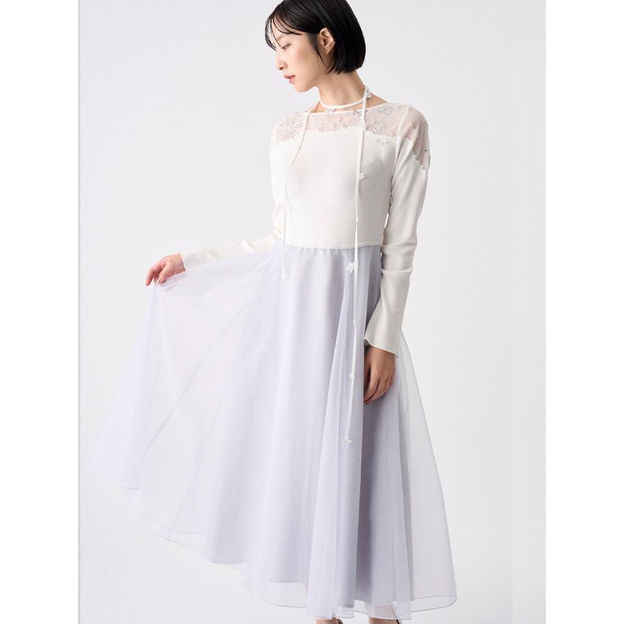セルフォード YUMI KATSURA コラボスターリーニットドレス cwno261001 レディース ロング 刺繍 星 モチーフ チュール ワンピ_8