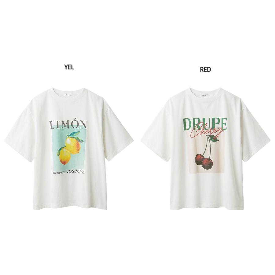 SALE30%OFF フレイアイディー フルーツプリントTシャツ／ウォッシャブル fwct252127 レディース オーバーサイズ 大人カジュアル FRAY I.D フルーツプリントTシャツ／ウォッシャブル(カットソー