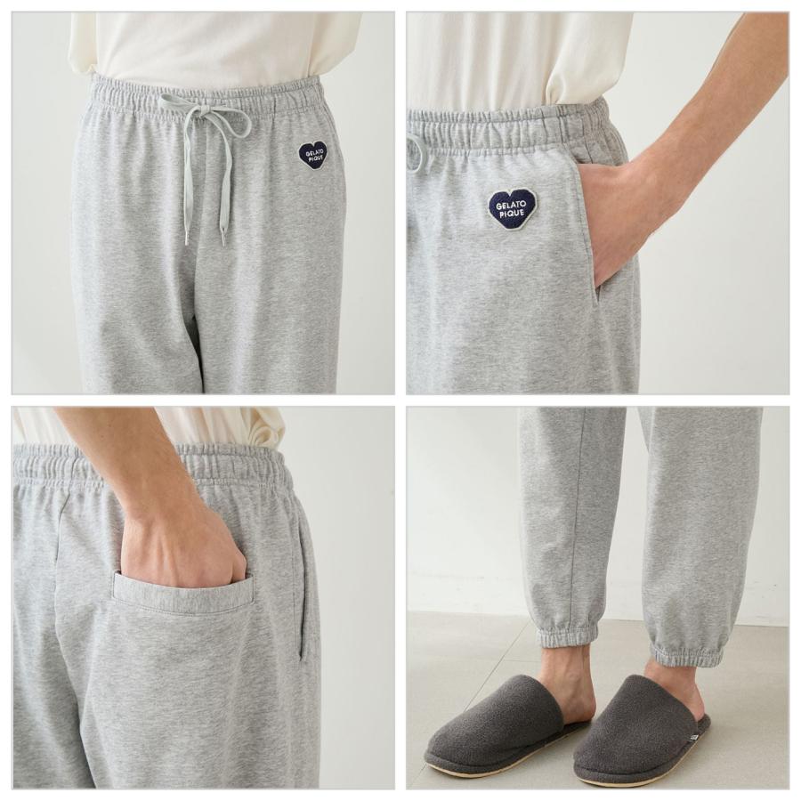 gelato pique（ジェラートピケ） オム 裏毛ハートロゴ刺繍ロングパンツ