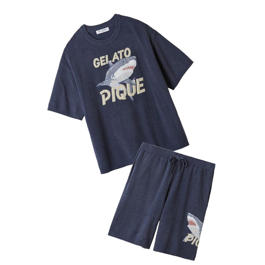 新品未使用 gelato pique ジェラピケ ルームウェア セットアップ 紺 gelato pique（ジェラートピケ） オム 接触冷感 スムーズィーlite