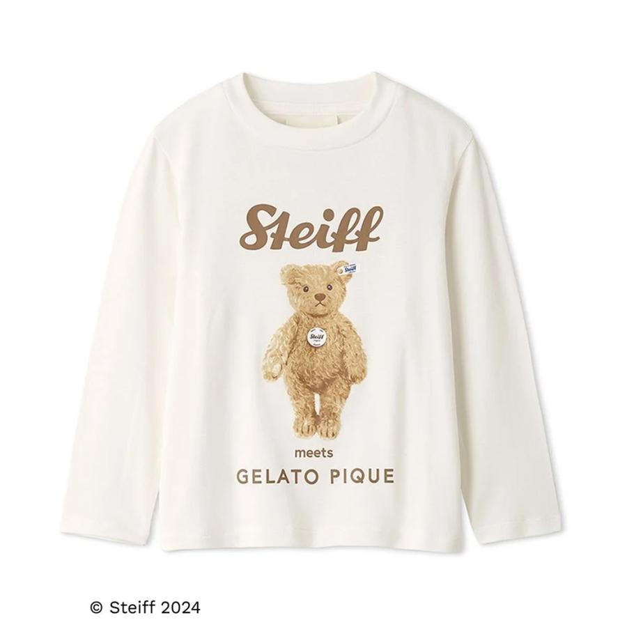 ジェラートSteiff テディベア刺繍ルームウェアJamesジャガードワンピース ジェラート ピケ×シュタイフ第2弾、テディベア“ジェームズ”が
