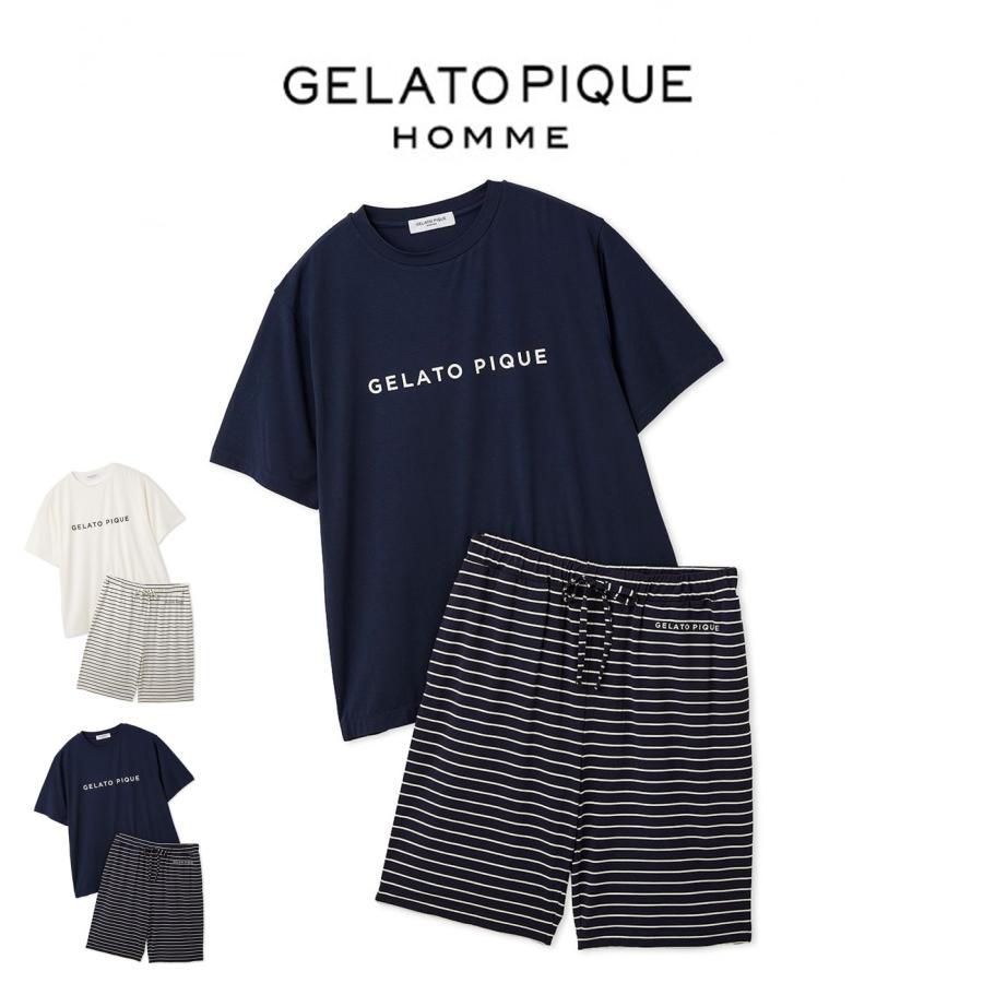 gelato pique（ジェラートピケ） オム レーヨンロゴTシャツ&ボーダー