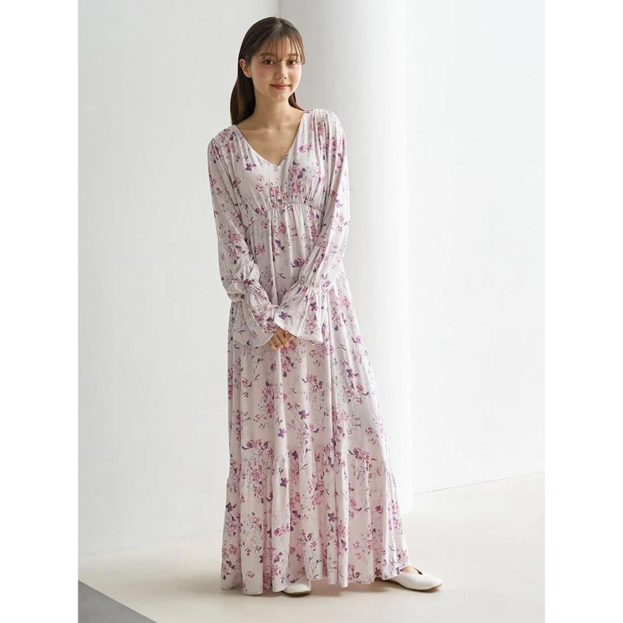【美品】gelato piqueフレアー花柄　フライス　ロングワンピース 美品】gelato piqueフレアー花柄 フライス ロングワンピース 美品