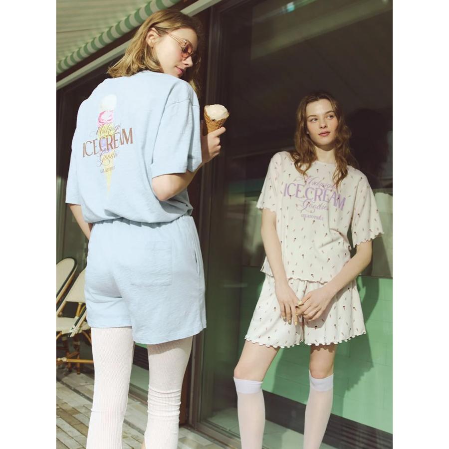 ジェラピケ 【接触冷感】アイス柄ワッフルプルオーバー＆ショートパンツセット gelato pique ジェラートピケ 接触冷感 アイス柄ワッフルプル