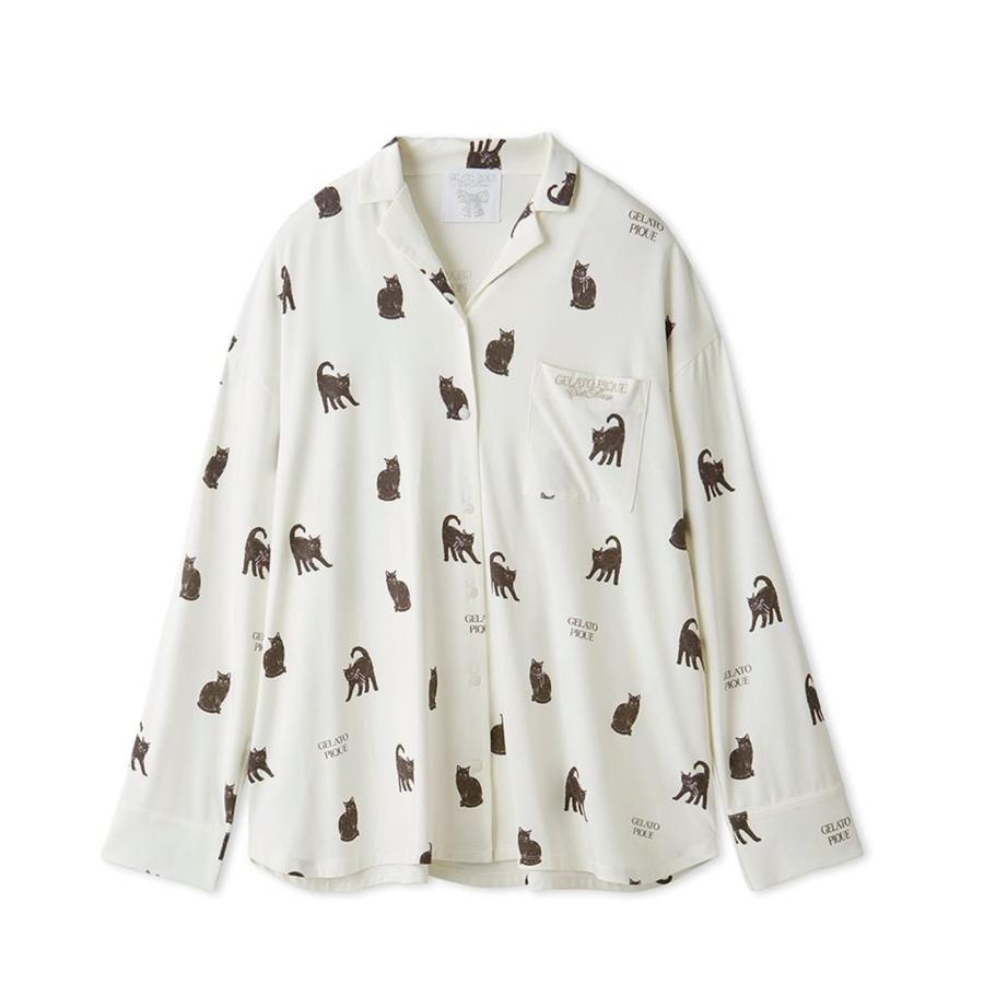 gelato pique（ジェラートピケ） HALLOWEEN CAT総柄シャツ pwct254237